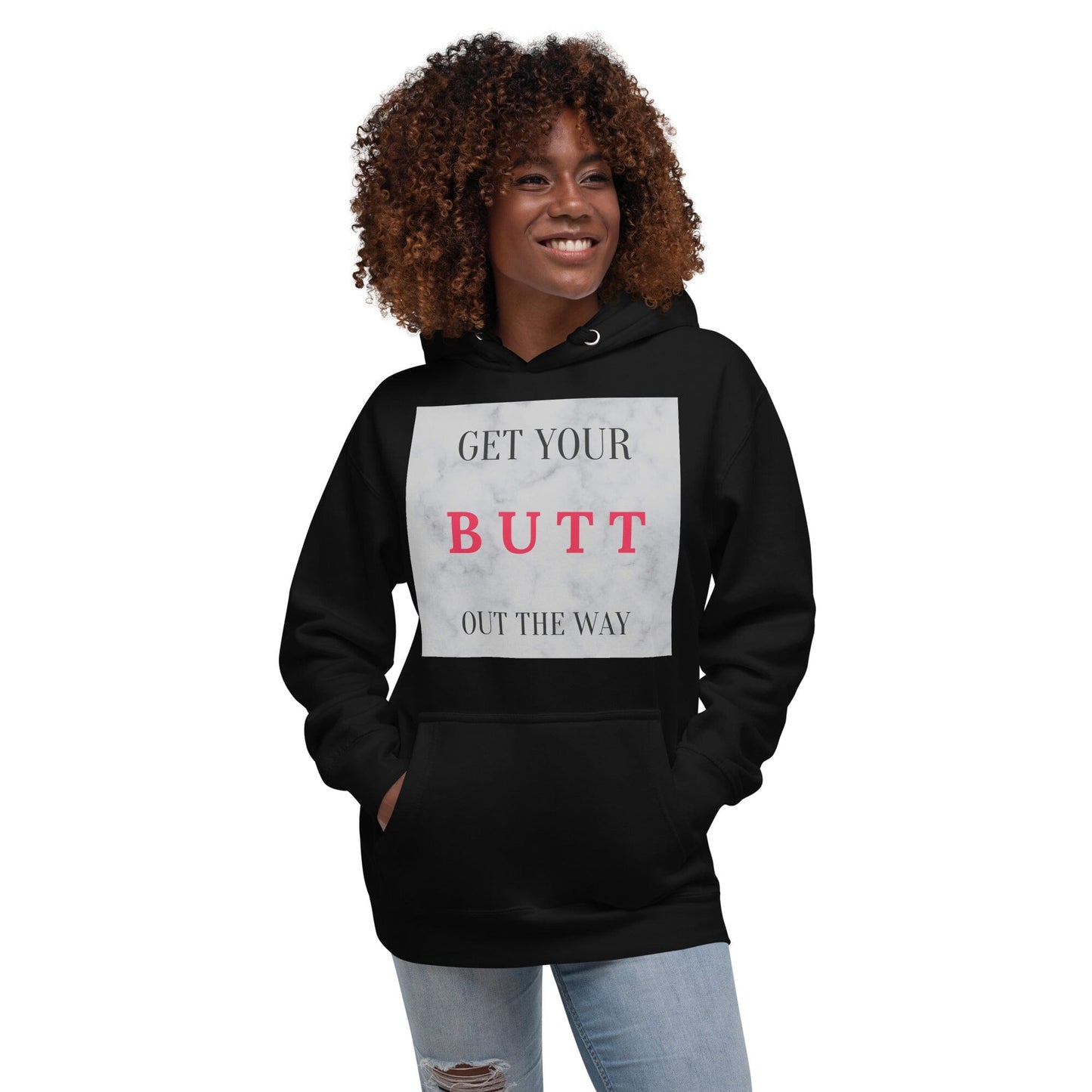 This Get Your BUTT Out the Way Hoodie is perfect for any active lifestyle. With its lightweight and breathable fabric, it's perfect for cooler weather. The 100% Cotton fabric keeps you comfortable and warm during your activities. Its moisture-wicking technology keeps you dry and feeling fresh all day.