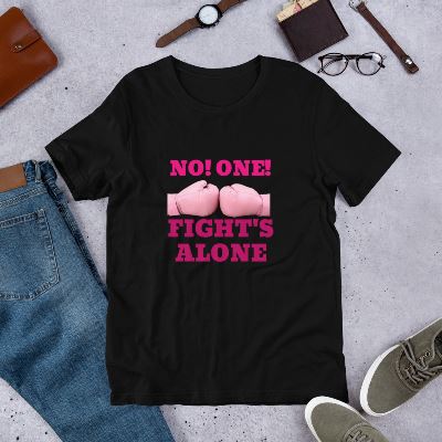 Show your support for Breast Cancer Awareness with these stylish T-shirts. Crafted from 100% combed cotton and featuring a bold breast cancer awareness symbol, these T-shirts look great and help create awareness for a worthy cause.