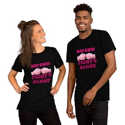 Show your support for Breast Cancer Awareness with these stylish T-shirts. Crafted from 100% combed cotton and featuring a bold breast cancer awareness symbol, these T-shirts look great and help create awareness for a worthy cause.