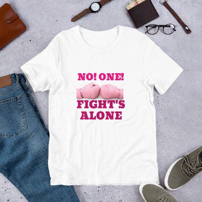 Show your support for Breast Cancer Awareness with these stylish T-shirts. Crafted from 100% combed cotton and featuring a bold breast cancer awareness symbol, these T-shirts look great and help create awareness for a worthy cause.