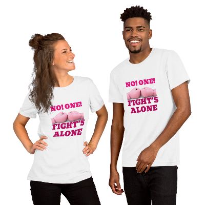 Show your support for Breast Cancer Awareness with these stylish T-shirts. Crafted from 100% combed cotton and featuring a bold breast cancer awareness symbol, these T-shirts look great and help create awareness for a worthy cause.