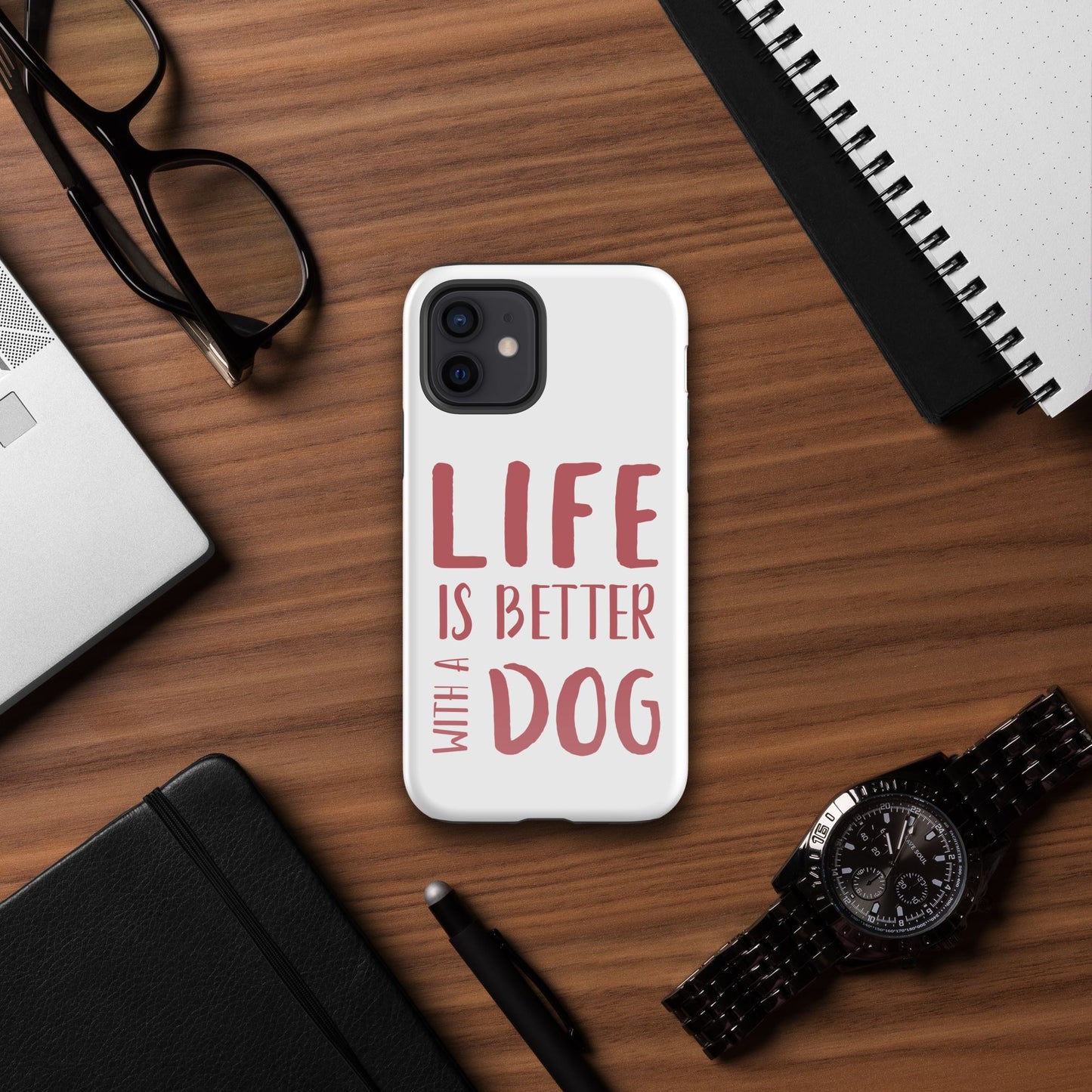 Life is Better with a Dog phone Case is the perfect way to show your love for the furry friends in your life. The phone case is designed to provide protection and comfort with its form-fitting design and shock absorbent materials. Plus, it features a stylish graphic showcasing your canine companions. Show off your pup and protect your phone with this reliable case!