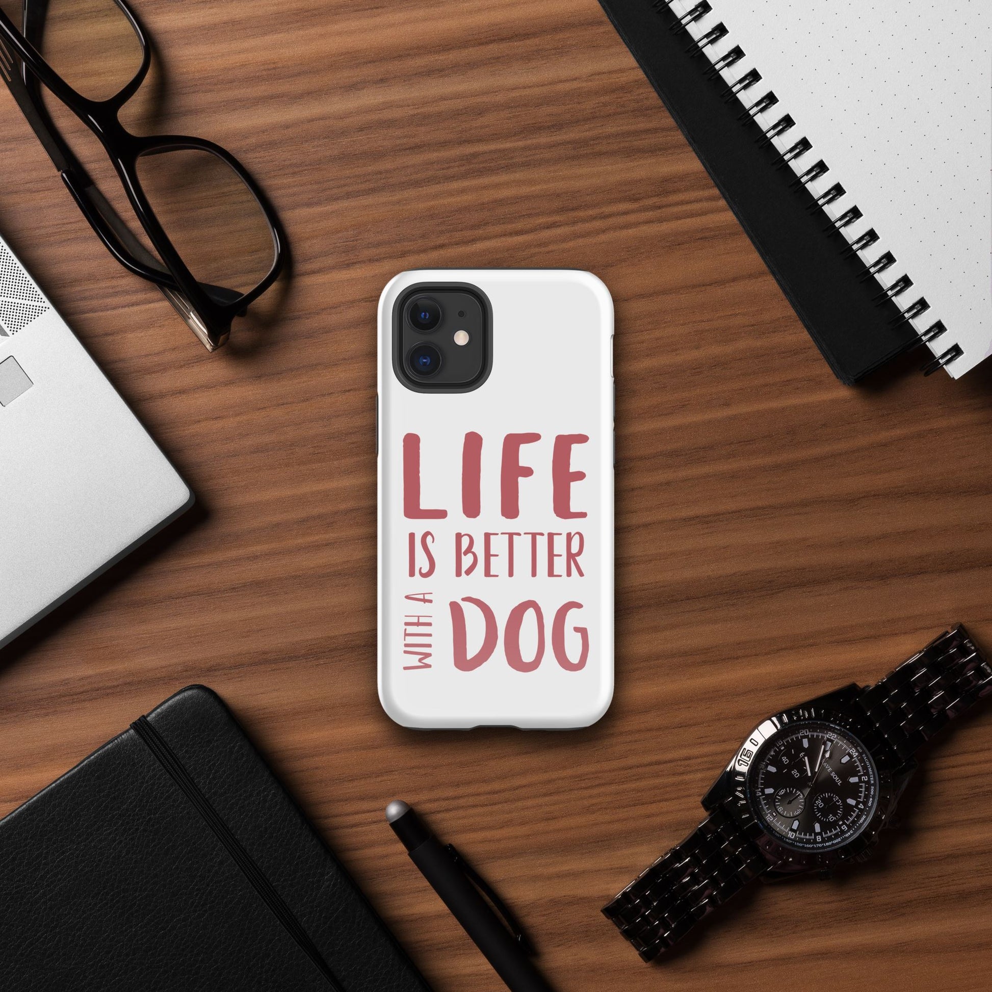Life is Better with a Dog phone Case is the perfect way to show your love for the furry friends in your life. The phone case is designed to provide protection and comfort with its form-fitting design and shock absorbent materials. Plus, it features a stylish graphic showcasing your canine companions. Show off your pup and protect your phone with this reliable case!