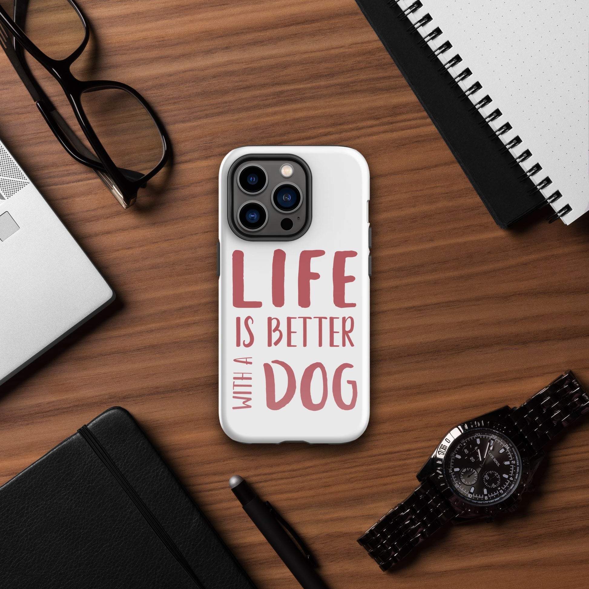 Life is Better with a Dog phone Case is the perfect way to show your love for the furry friends in your life. The phone case is designed to provide protection and comfort with its form-fitting design and shock absorbent materials. Plus, it features a stylish graphic showcasing your canine companions. Show off your pup and protect your phone with this reliable case!