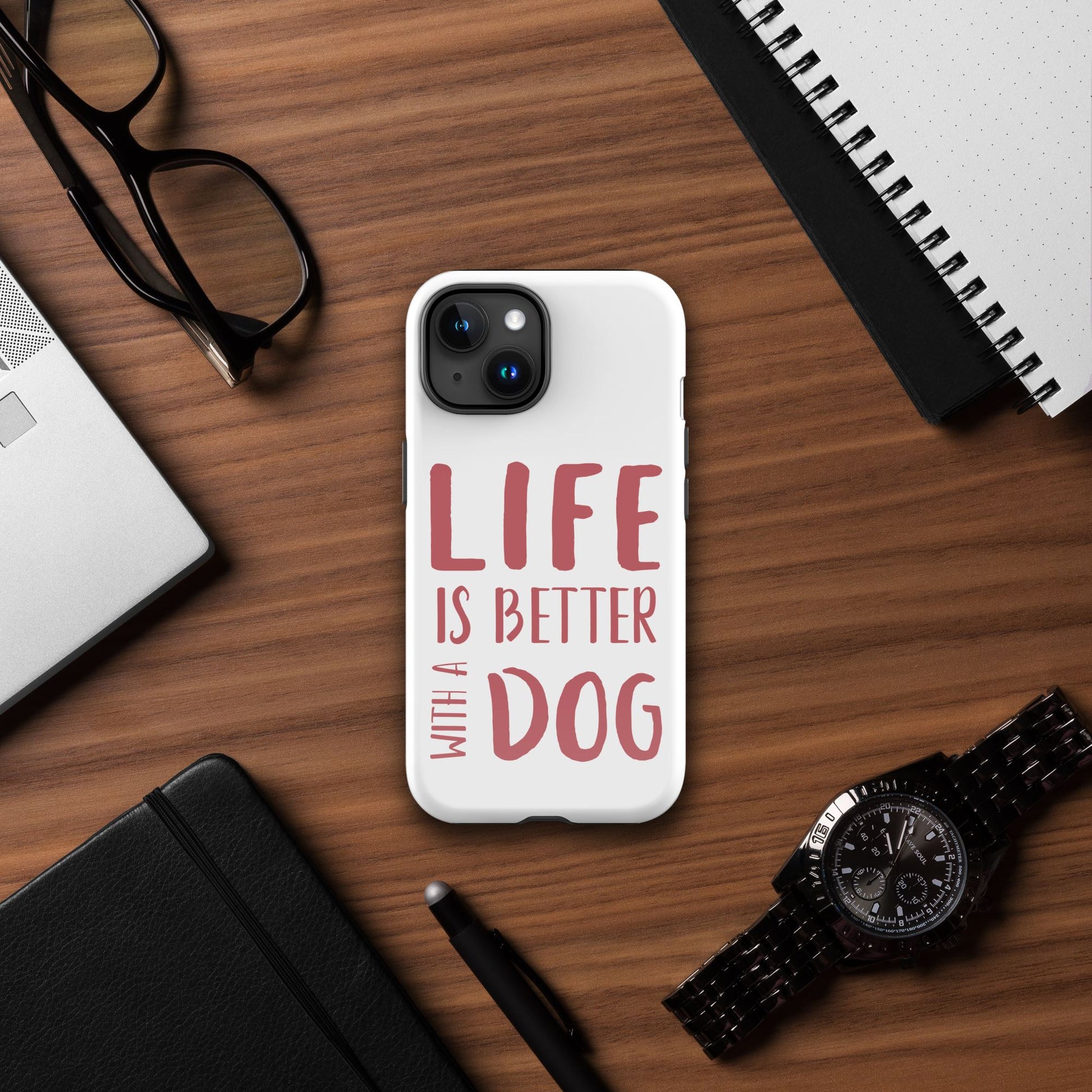 Life is Better with a Dog phone Case is the perfect way to show your love for the furry friends in your life. The phone case is designed to provide protection and comfort with its form-fitting design and shock absorbent materials. Plus, it features a stylish graphic showcasing your canine companions. Show off your pup and protect your phone with this reliable case!