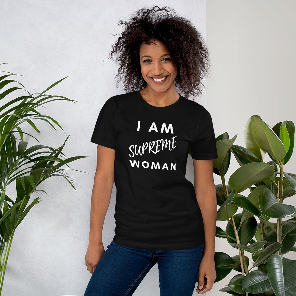 Show your style and make a statement with this I Am Supreme Woman T-Shirt. Crafted with lightweight and soft 100% cotton fabric, this shirt provides a comfortable fit and drapes nicely on the body. The bold "I Am Supreme Woman" print ensures you look and feel confident.