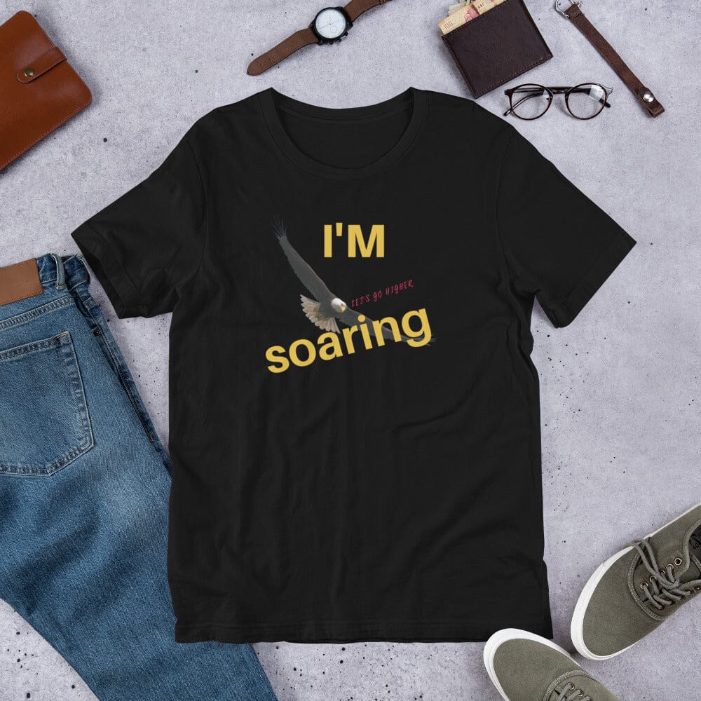 Our I'm Soaring T-Shirts are made of lightweight and breathable fabric, providing superior comfort and ventilation. With a classic fit, this shirt is designed for a relaxed look, perfect for everyday wear. Show your style and make a statement with this comfortable and stylish t-shirt.