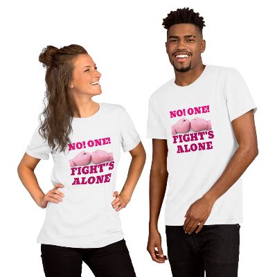 Show your support for Breast Cancer Awareness with these stylish T-shirts. Crafted from 100% combed cotton and featuring a bold breast cancer awareness symbol, these T-shirts look great and help create awareness for a worthy cause.