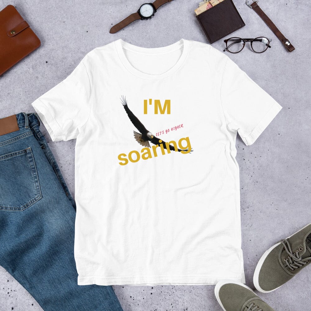 Our I'm Soaring T-Shirts are made of lightweight and breathable fabric, providing superior comfort and ventilation. With a classic fit, this shirt is designed for a relaxed look, perfect for everyday wear. Show your style and make a statement with this comfortable and stylish t-shirt.